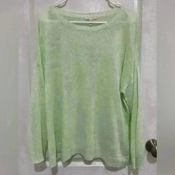 EILEEN FISHER Organic Linen Lt Green Boxy Sweater medium - Picture 1 of 3